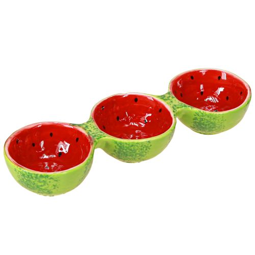 3 bols à tapas en céramique Motif pastèque 8,5×28cm 1pce