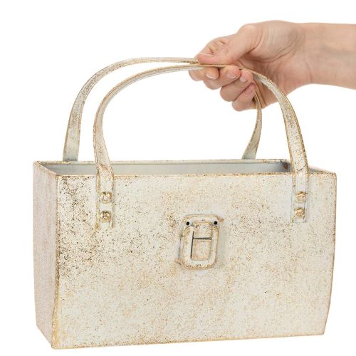 Sac en métal, contenant décoratif, rectangulaire, 26 cm, doré | Floristik24.be