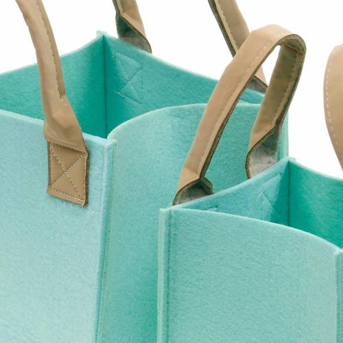 Floristik24 Jardinière décorative en feutre vert menthe panier en feutre avec poignées décoration feutre lot de 2