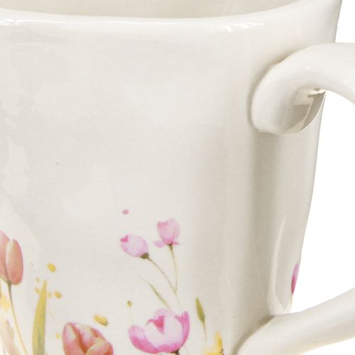 Article Pot de fleurs en céramique à motif floral, idéal pour une décoration printanière nostalgique, pour les amoureux des plantes, 10,5 cm