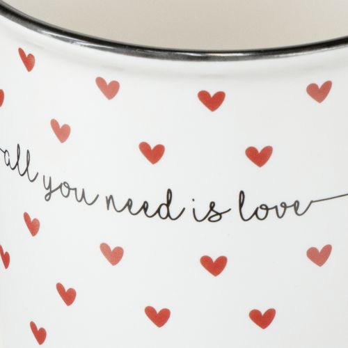 Article Tasse avec coeurs tasse en céramique blanc rouge Ø9cm H9cm