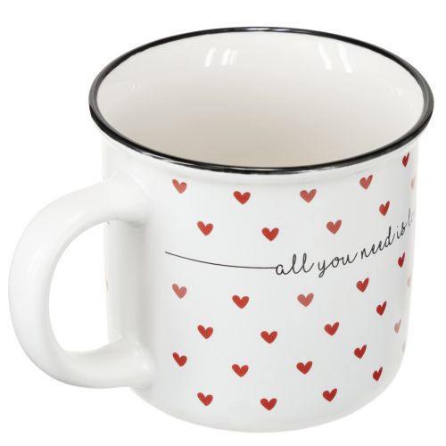 Article Tasse avec coeurs tasse en céramique blanc rouge Ø9cm H9cm