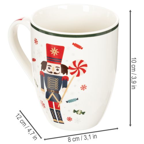 Mug de Noël décoré d'un casse-noisette et d'une canne de Noël, 10 cm, lot de 2 | Floristik24.be