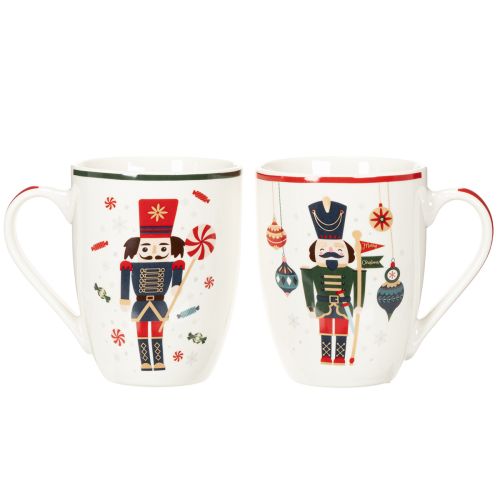 Mug de Noël décoré d'un casse-noisette et d'une canne de Noël, 10 cm, lot de 2 | Floristik24.be