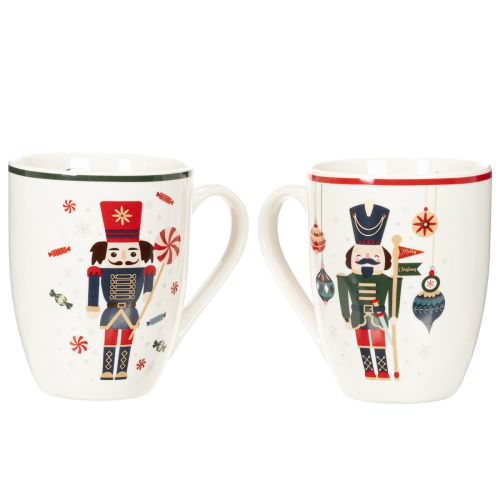 Mug de Noël décoré d'un casse-noisette et d'une canne de Noël, 10 cm, lot de 2 | Floristik24.be