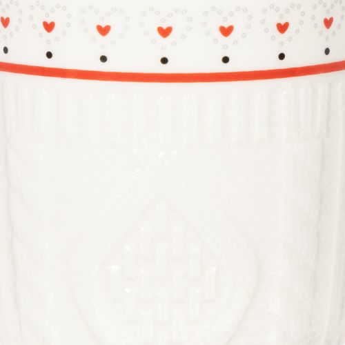 Mug à café avec anse rouge, motif tricoté et décoration en forme de cœur, en céramique, 9 cm, lot de 2 | Floristik24.be