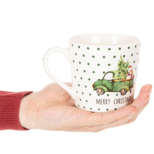Mug à café Joyeux Noël, motif voiture de Noël, tasse en céramique 10 cm, lot de 2 | Floristik24.be
