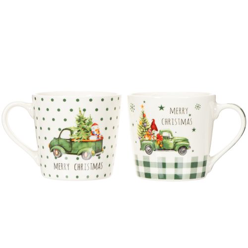 Mug à café Joyeux Noël, motif voiture de Noël, tasse en céramique 10 cm, lot de 2 | Floristik24.be