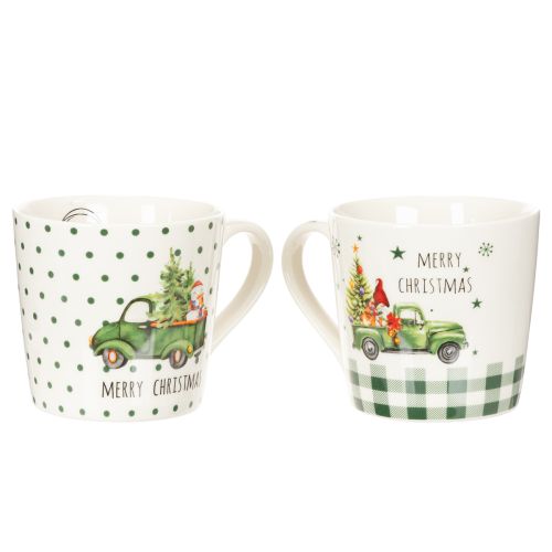 Mug à café Joyeux Noël, motif voiture de Noël, tasse en céramique 10 cm, lot de 2 | Floristik24.be