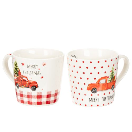 Mug de Noël avec voiture et sapin, mugs en céramique, 10 cm, lot de 2