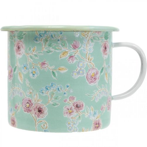 Floristik24 Jardinière Jardinière Coupe Émaillée Rétro Déco Vert Ø9.5cm H10cm