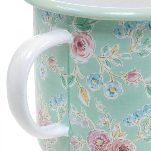 Jardinière Jardinière Coupe Émaillée Rétro Déco Vert Ø9.5cm H10cm
