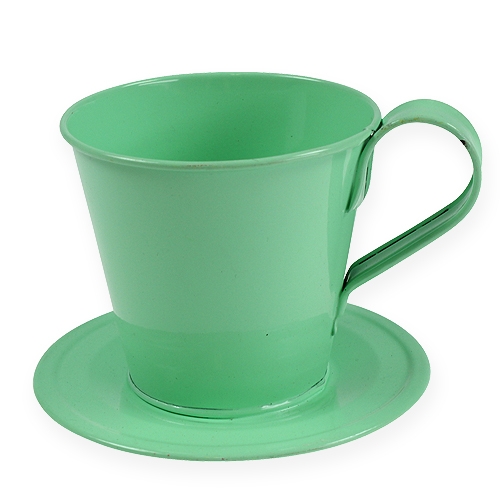 Floristik24 Tasse déco avec assiette vert pastel Ø9cm H8cm