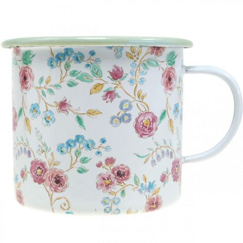 Article Coupe plante roses Coupe décorative émaillée avec anse blanc Ø9.5cm