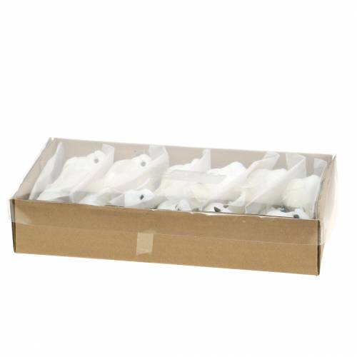 Floristik24 Pigeon avec perles et clip blanc H4.5cm 12pcs