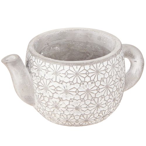 Floristik24 Théière jardinière décorative en céramique blanc lavé 16×10,5×8cm 3 pcs