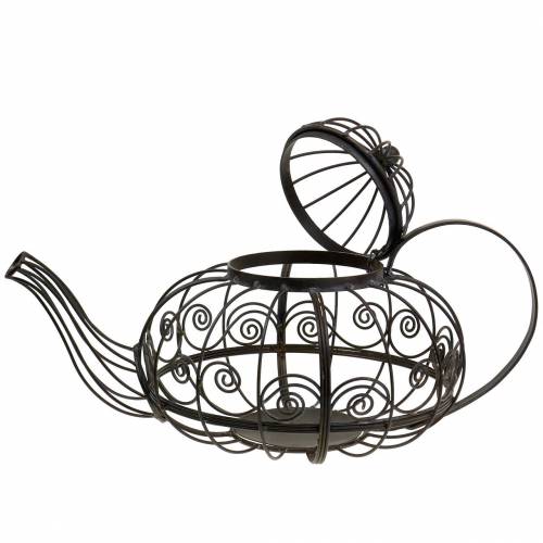 Floristik24 Jardinière théière décorative en métal marron foncé Ø28cm H24cm