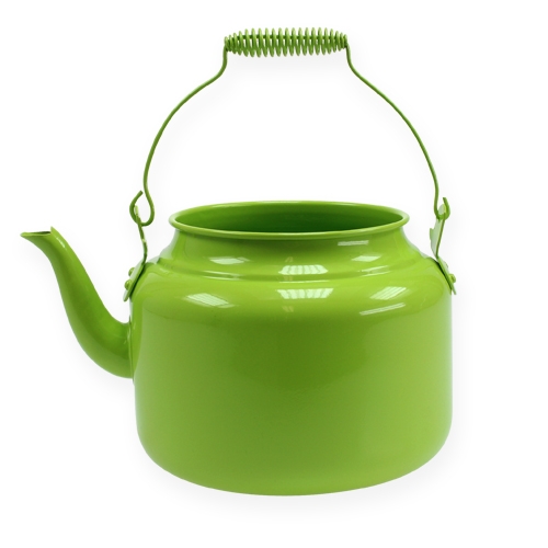 Théière décorative métal jardinière vert pomme Ø20cm H15cm