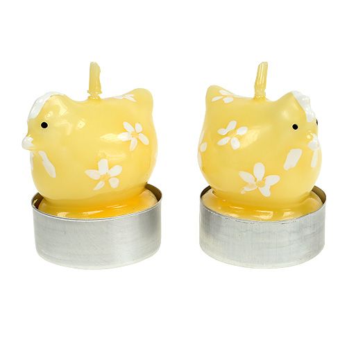 Floristik24 Photophore poulet 5cm jaune 4pcs