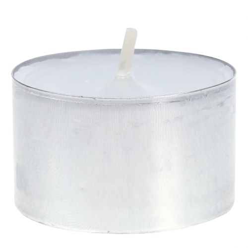 Floristik24 Bougies chauffe-plat 75 pièces blanches dans un bol en aluminium durée de combustion 8 heures