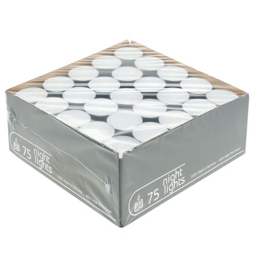 Floristik24 Bougies chauffe-plat 75 pièces blanches dans un bol en aluminium durée de combustion 8 heures
