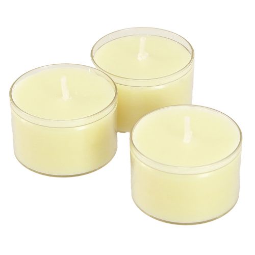 Article Veilleuses bougies chauffe-plat jaune crème dans un bol en plastique 8 heures 50 pcs