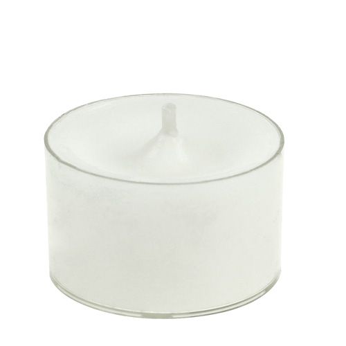 Bougies chauffe-plat blanches dans un bol en plastique 50pcs