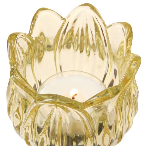 Floristik24 Photophore en verre fleur photophore verre 3 couleurs Ø7cm H16cm 3pcs