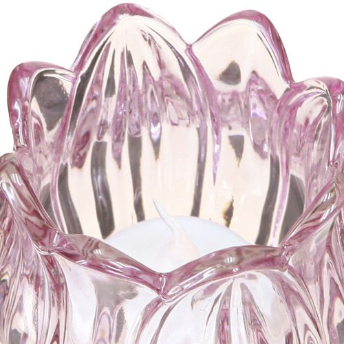 Article Photophore tulipe en verre violet Ø7cm H16cm 2pcs