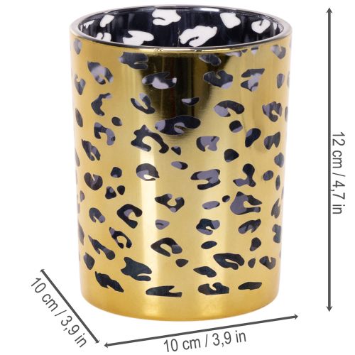 Porte-bougie chauffe-plat en verre à motif léopard, 12 cm | Floristik24.be