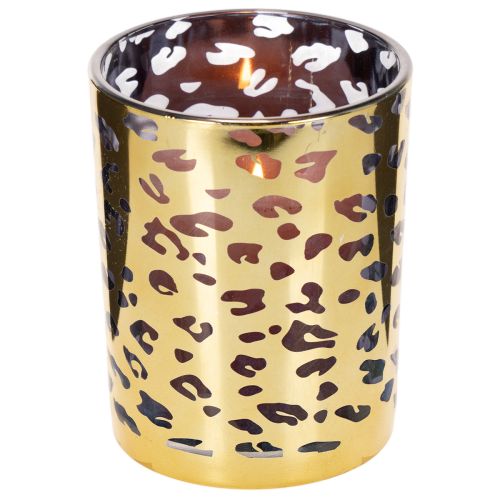 Porte-bougie chauffe-plat en verre à motif léopard, 12 cm | Floristik24.be