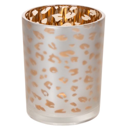 Porte-bougie chauffe-plat en verre à motif léopard, 12 cm