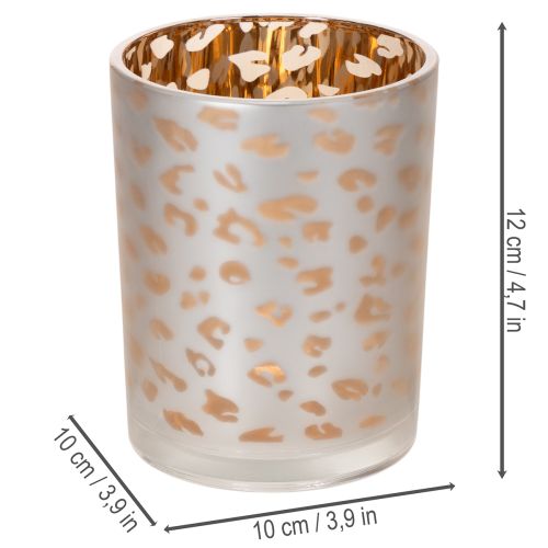 Porte-bougie chauffe-plat en verre à motif léopard, 12 cm | Floristik24.be