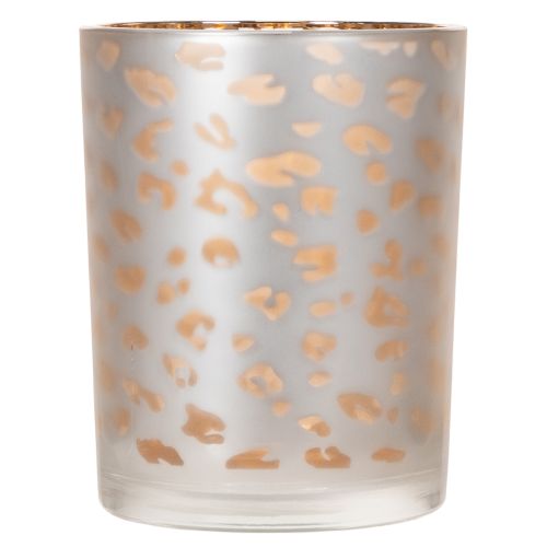 Porte-bougie chauffe-plat en verre à motif léopard, 12 cm | Floristik24.be