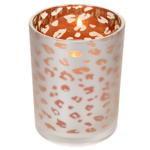 Porte-bougie chauffe-plat en verre à motif léopard, 12 cm | Floristik24.be