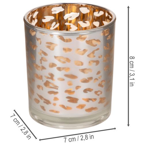 Porte-bougie chauffe-plat en verre à motif léopard bicolore, 8 cm | Floristik24.be