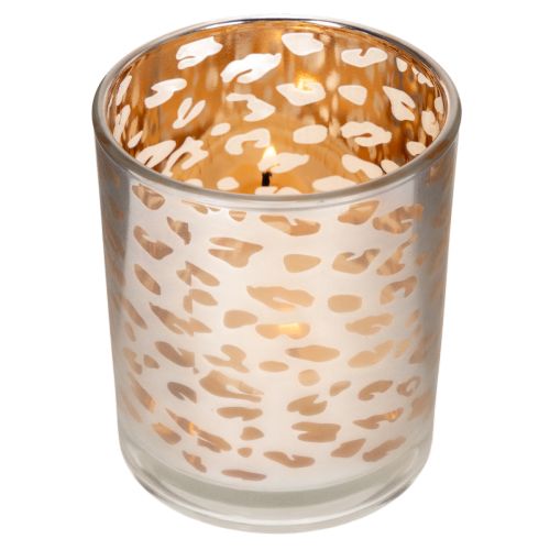 Porte-bougie chauffe-plat en verre à motif léopard bicolore, 8 cm | Floristik24.be