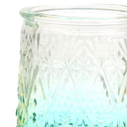 Floristik24 Photophore verre orange / jaune / turquoise Ø8cm 3pcs