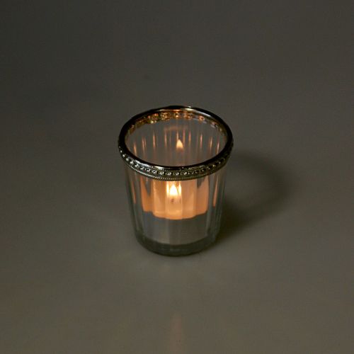 Floristik24 Support à bougie antique avec bord métallique Ø 6 cm H. 6 cm