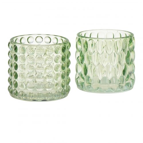 Floristik24 Photophore lanterne verte verre teinté Ø9,5cm H9cm 2pcs