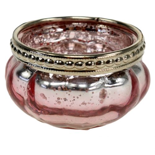 Floristik24 Photophore verre rose Ø6cm H3.5cm