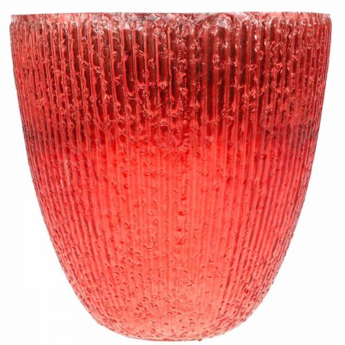 Floristik24 Bougie lanterne en verre vase déco en verre rouge Ø21cm H21.5cm