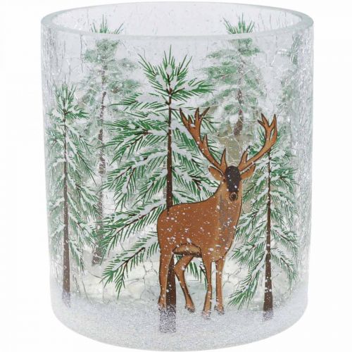 Photophore verre Noël craquelé verre photophore H13cm