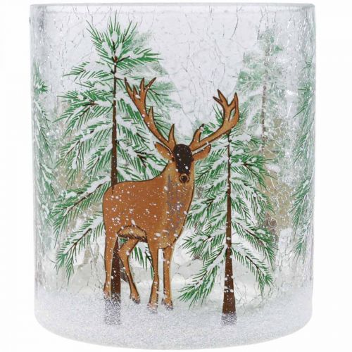 Article Photophore verre Noël craquelé verre photophore H13cm