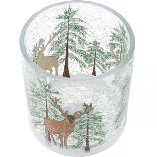 Article Photophore verre Noël craquelé verre photophore H13cm