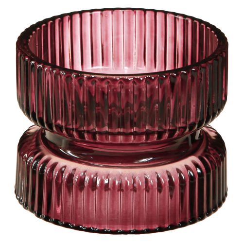 Floristik24 Photophore verre décoratif nervuré baie Ø9cm H7cm 4 pcs