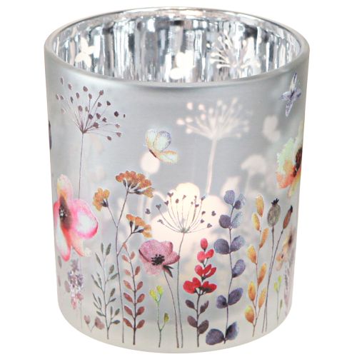 Article Photophore en verre coquelicot papillon coloré 8cm 4 pcs