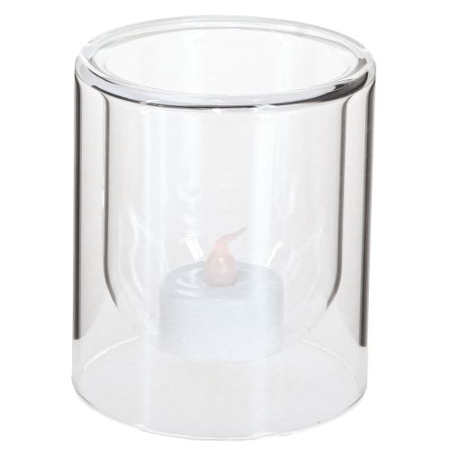 Article Photophore rond en verre transparent Ø8,5 cm 4 pièces