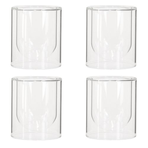 Article Photophore rond en verre transparent Ø8,5 cm 4 pièces