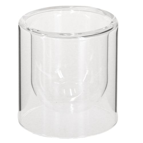 Article Photophore Lanterne en Verre Transparent Ø7.5cm H8cm 4 pcs